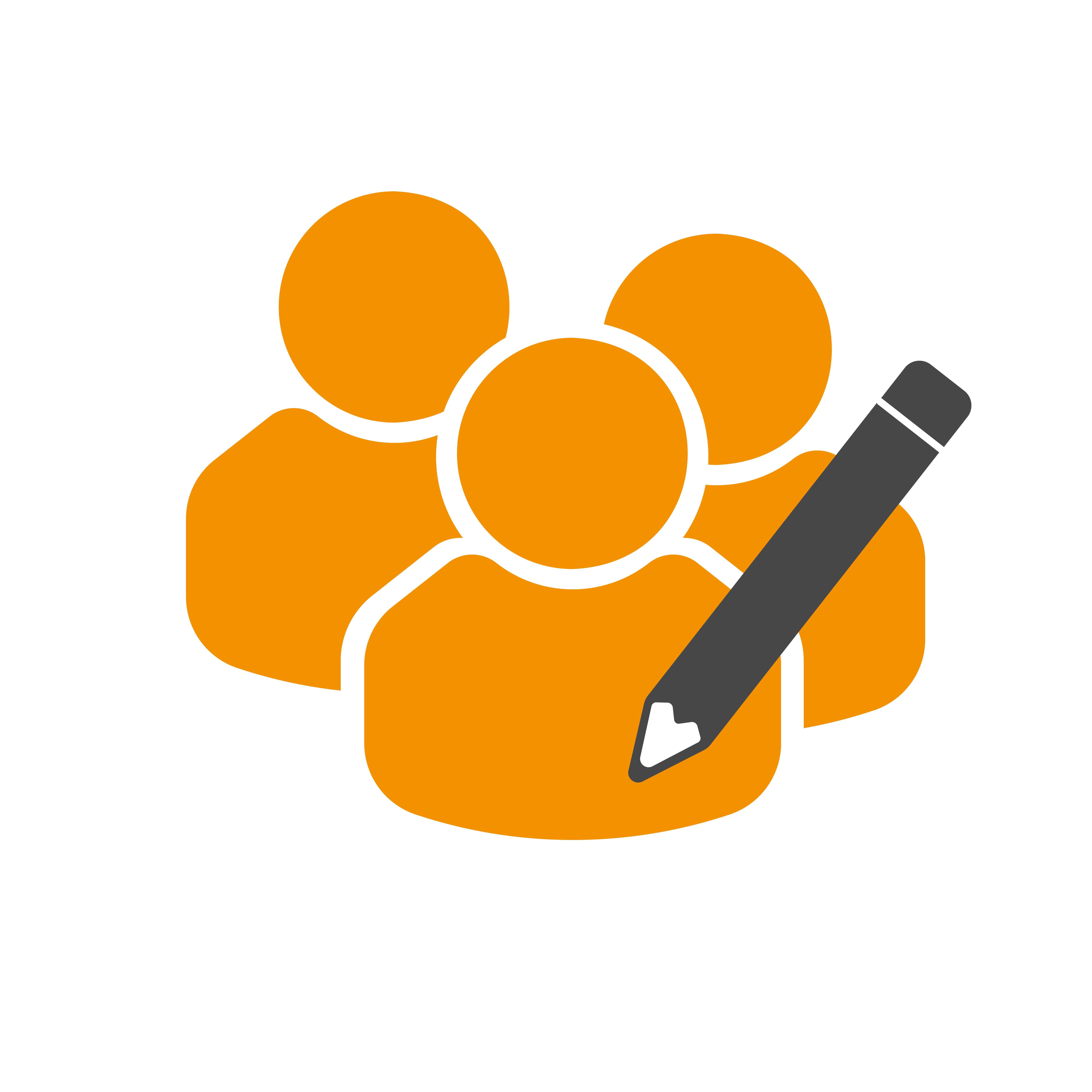 Symbolbild: 3 Menschen und Stift