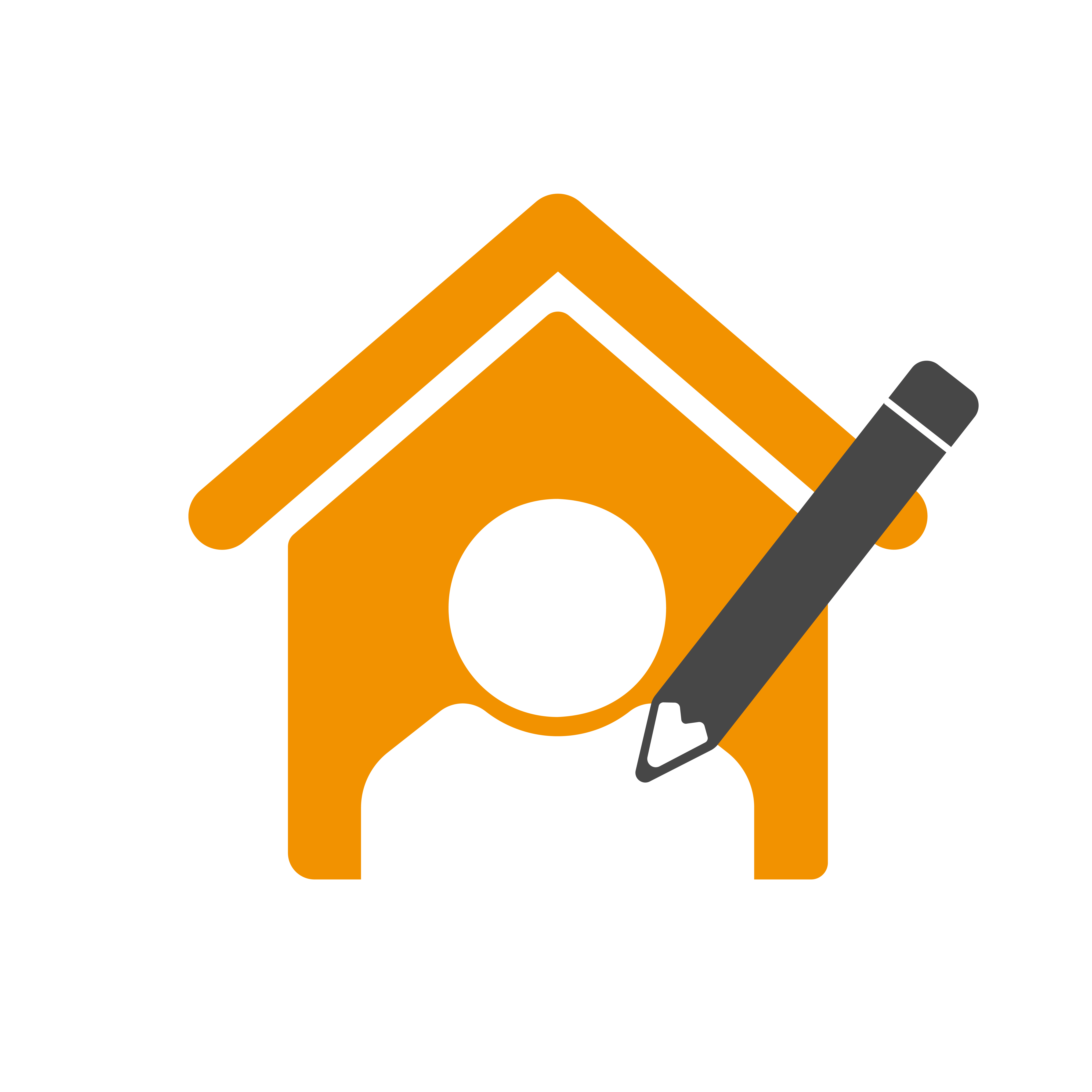 Symbolbild: Haus mit Mensch und Stift