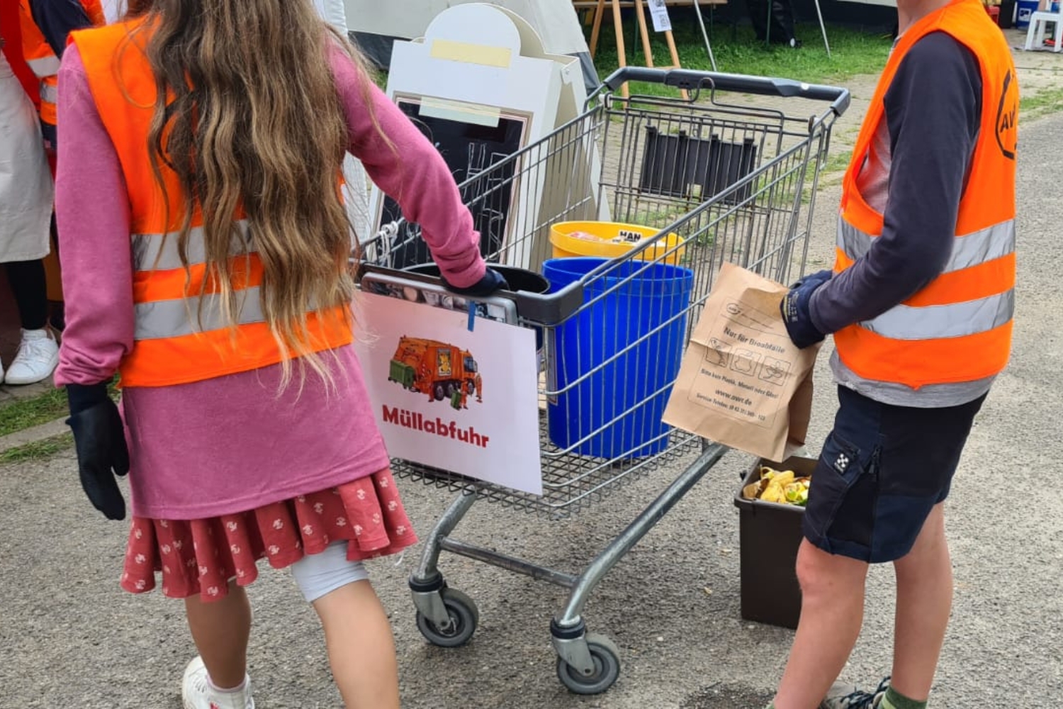 Kinder an Einkaufswagen