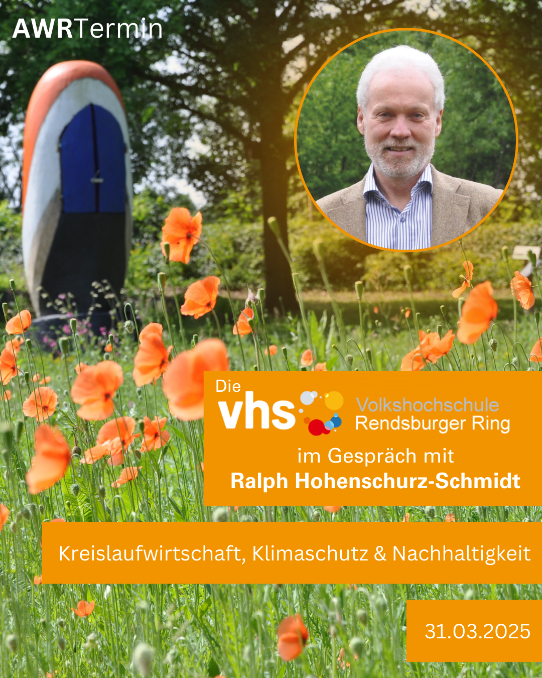 Symbolbild: Wiese mit Mohnblumen und Bild von Ralph Hohenschurz-Schmidt