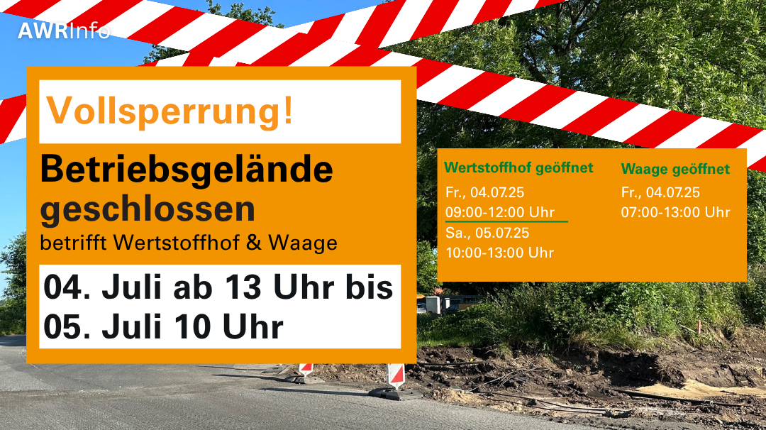 Symbolbild zur Vollsperrung 04. und 05.07.2025