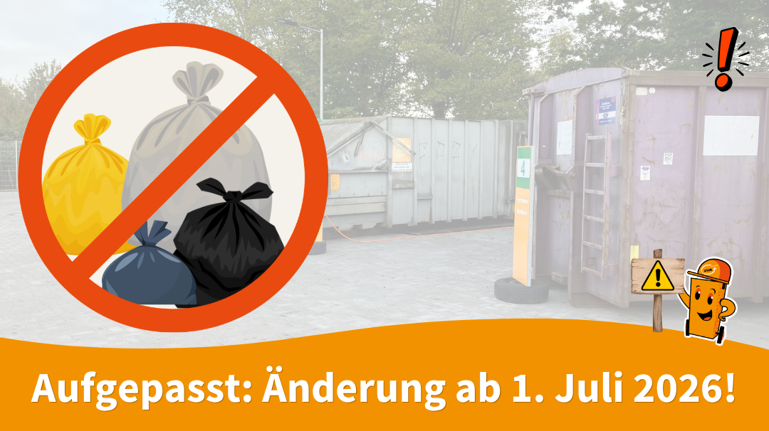 Keine Annahme von Abfällen in Säcken und Kartons auf den AWR-Wertstoffhöfen 