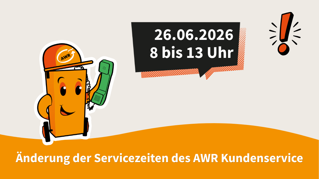 AWR-Kundenservice am 26.06.2026 nur bis 13 Uhr erreichbar